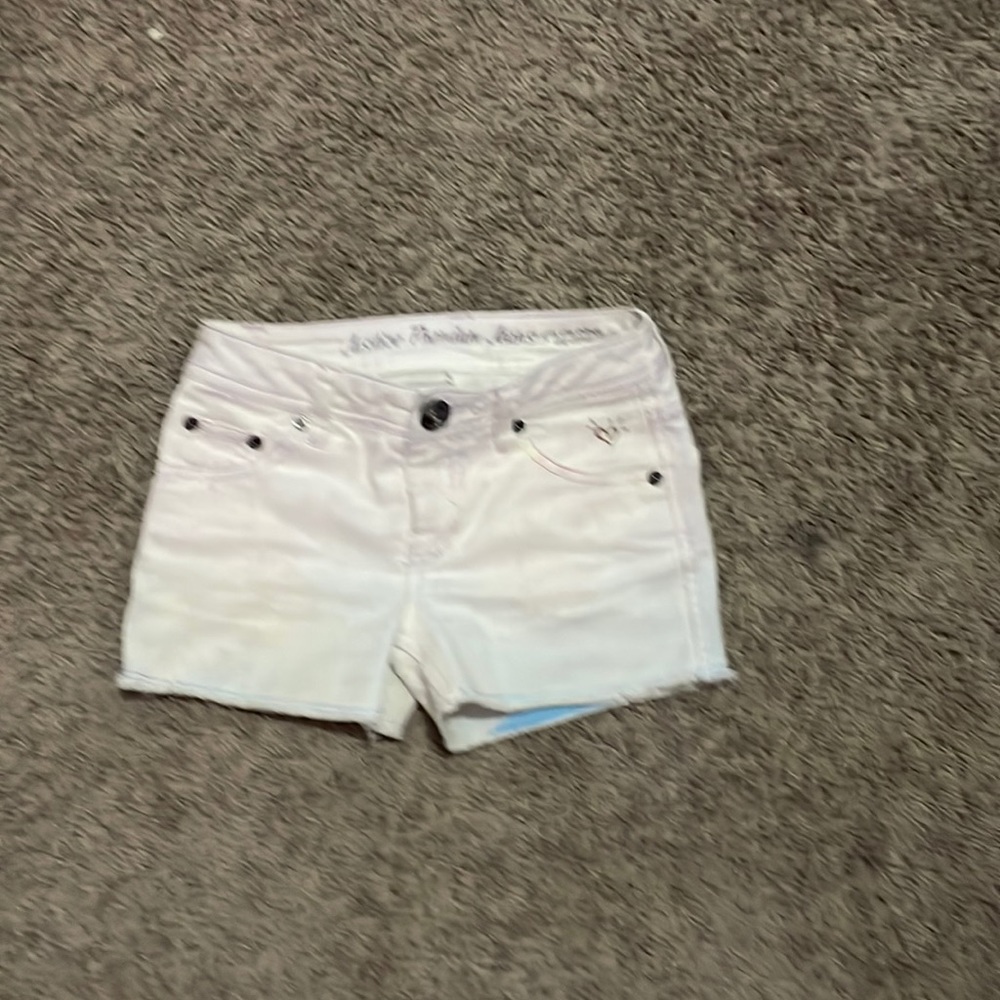 White With Slight Coloring Justice Girls Jean Shorts
